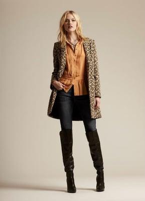 Axara cheetah print peacoat available at BluNoir