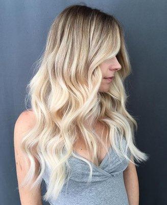 Blonde Balayage with Micro Bead Extensions