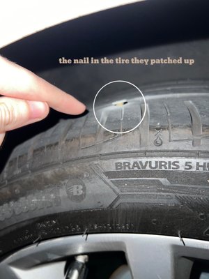 A nail in my tire that Tire Kingdom patched up