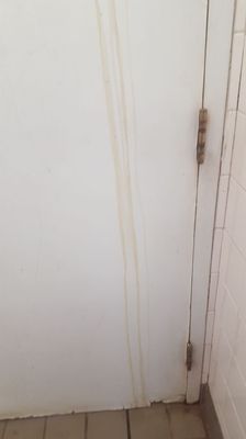 Door stained with oil