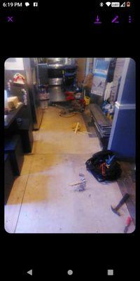 This is the before pic when I ripped up the old floor.