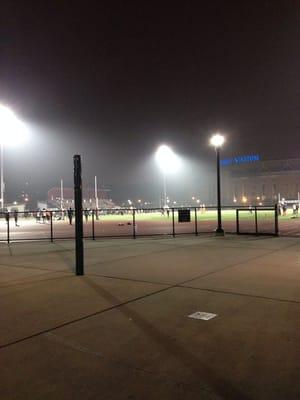 Foggy fall Saturday night at the track.