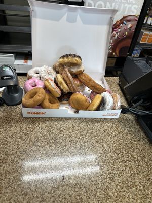 Donuts that should be thrown away yet they are selling to customers.