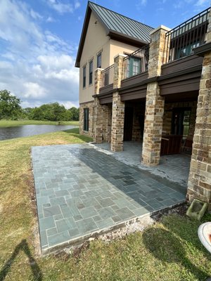 Natural Stone Tile on Back Patio