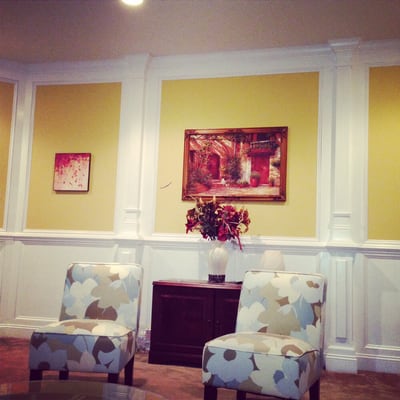 Wainscoting and wall panels in a family room