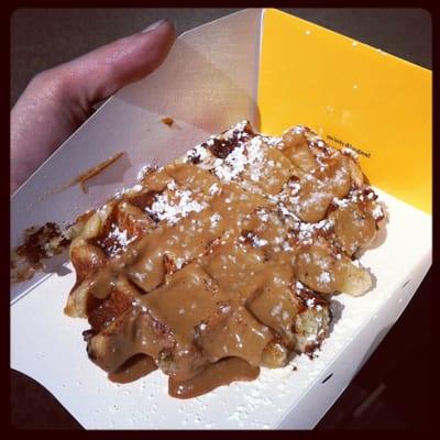 Liege waffle with speculoos spread.