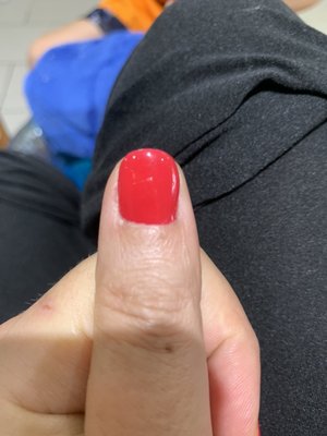 Lady in red gel polish