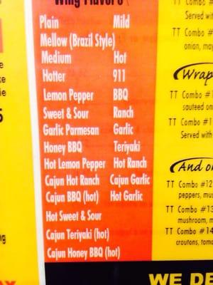 Wing flavors