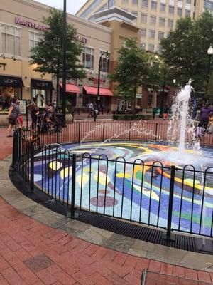 Fountain plaza with the gate up - even though it's within the posted hours