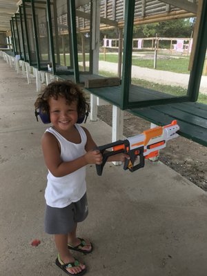 This little guy was really happy to show us how he shoots a nerf gun