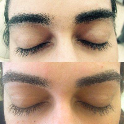 Eyebrow shape before and after