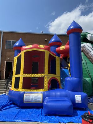 Castle Combo (Climbing Wall, Bounce Area, Basketball Hoop, and Slide)