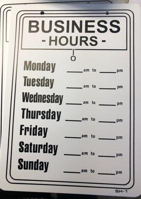 Business Hours signs