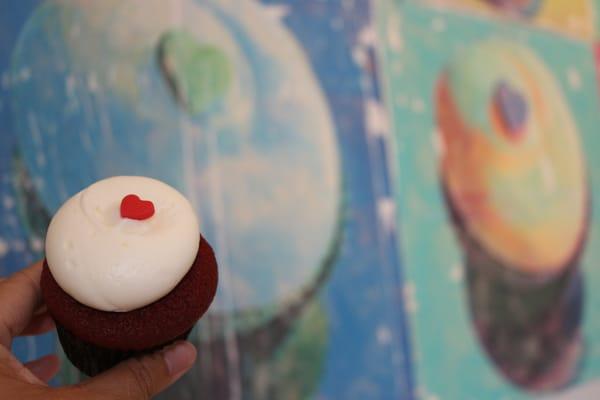 Red velvet cupcake with cream cheese frosting