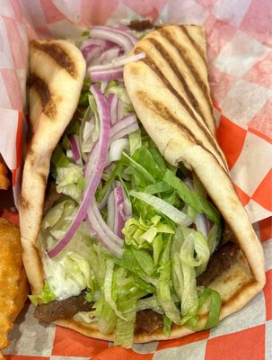 Lamb Gyro - tzatziki sauce, lettuce, tomato, onion