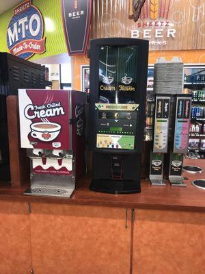 The coffee flavor and creamer station is awesome and environmentally friendly!