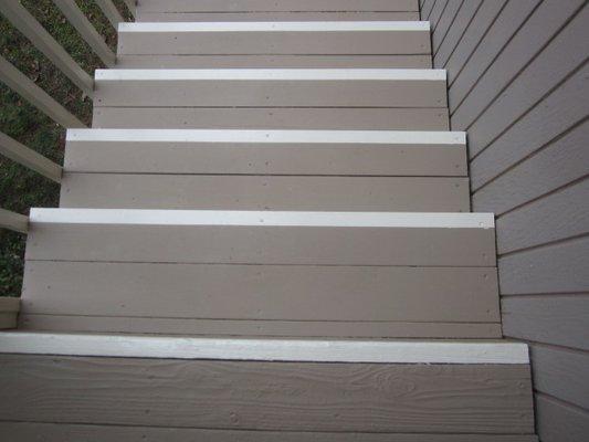 Uneven stair treads are a tripping/ fall hazard