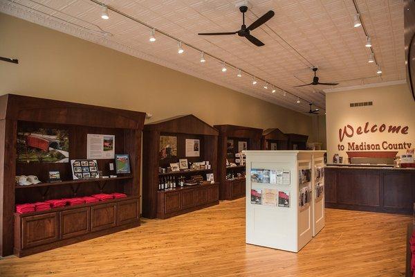 Inside the Madison County Chamber of Commerce's Welcome Center in Winterset, Iowa.