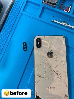 Xs max broken back glass