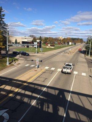 View from the campus pedestrian bridge