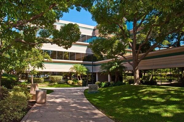 Pathway towards the entrance to the office complex from the main parking lot off Convoy St.