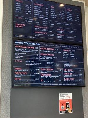 Menu with vegan items