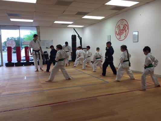 Sensei Cameron overlooking and drilling his students on proper technique and form. This was a great session!