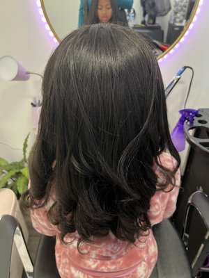 JANNY's is amazing!! attentive, gentle, amazing job on my daughters hair.1st time blown out/straightened Janny was patient