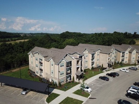 Drone building exterior view