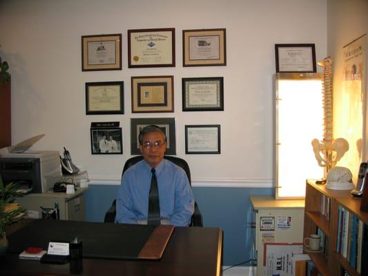 Dr Tianlong Du at Beijing Acupuncture and Herbal clinic office