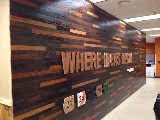 Full Wall Printed Wood & Wayfinding Signage Wood Printing, Install