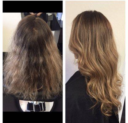 Color correction using balayage techniques