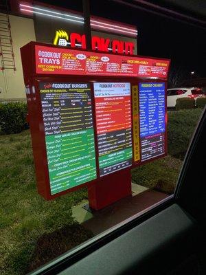 Drive thru menu