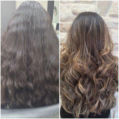 before and after balayage