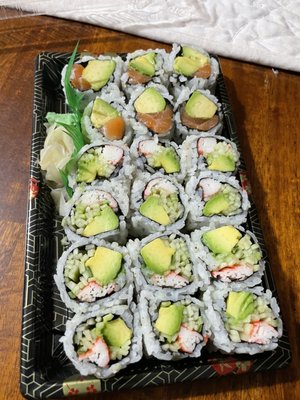 Salmon Avocado Roll and California Roll