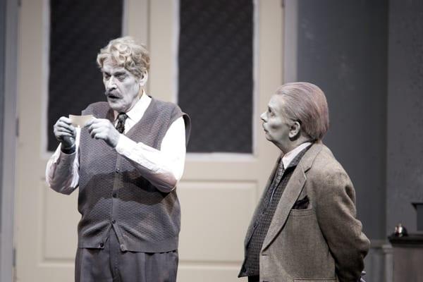 Color photo from "Rehearsal For Murder!" Chris Messersmith as Murdock and Ben Schroth as Frank Cameron. Photo by Alan Abair.