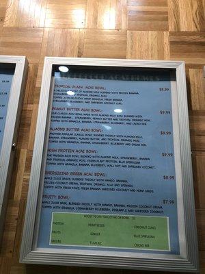 Açaí menu