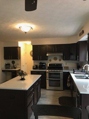 Oak cabinets Painted Mahogany AFTER