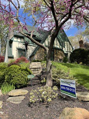 MasterShield micro mesh gutter guards installation on a Tudor home in Mount Lookout, Cincinnati, Ohio