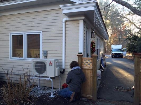 Installation of a Mitsubishi Hyper Heat Pump by one of our installation specialists.