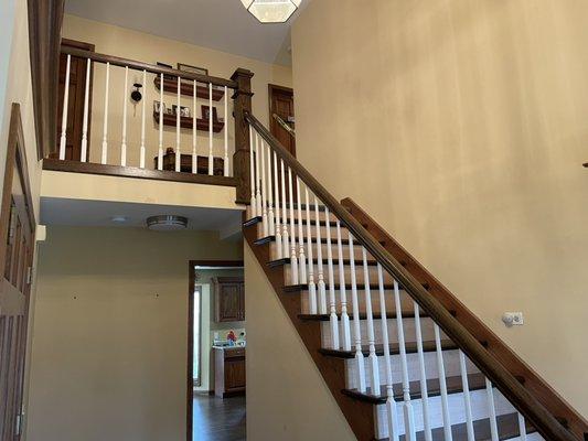 New Staircase & New Handrails, stained DarkWalnut, 3 coats of Satin finish