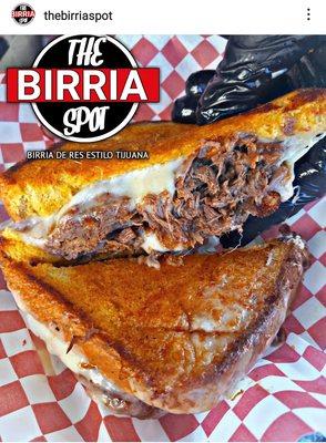 HAVEN'T TRIED A BIRRIA GRILL CHEESE? WELL DON'T GET FOOLED AND COME TRY OUR 2 CHEESE BIRRIA GRILL CHEESE YOU WONT REGRET IT