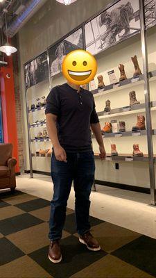 Trying on a pair of heritage shoes!