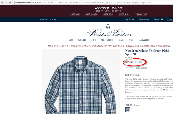 Price on brooksbrothers.com as of 10/16