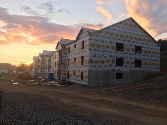 Framing an apartment building.