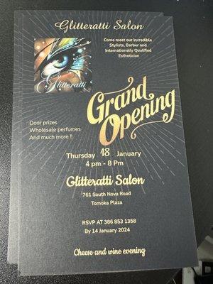 Grand opening g coming on the 18 th of January. 5 pm to 8pm