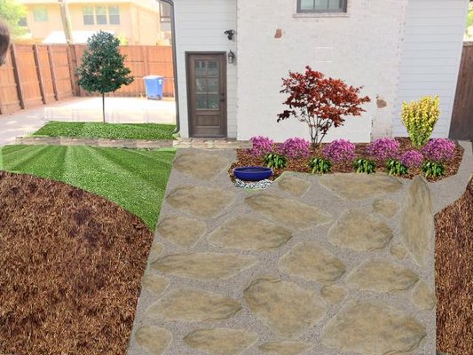 3D Design - Flagstone Patio and colorful beds