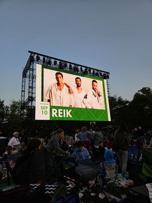 Screen by Carousel stage for movies