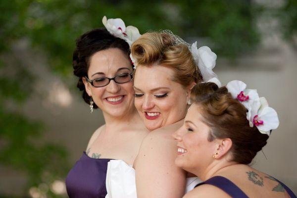 My Maid of Honor and my Chief Bridesmaid with my sandwiched in the middle! They had their makeup done by Fabiola as well.