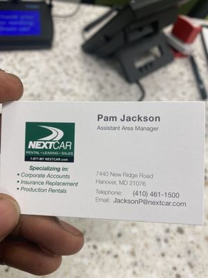 This is the card  of the associate that I dealt with at parent Lee happens to be the assistant area manager